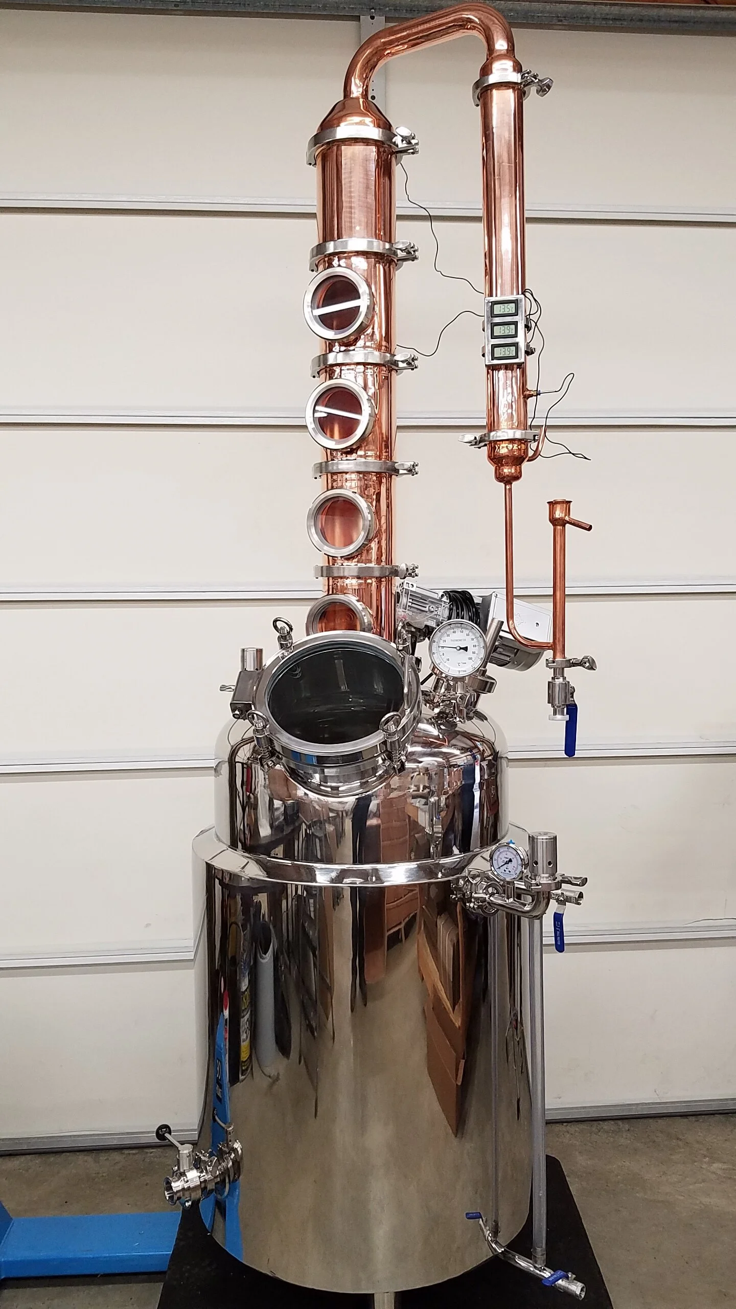 jacketed flute still - 53 gallon - 6 inch copper column