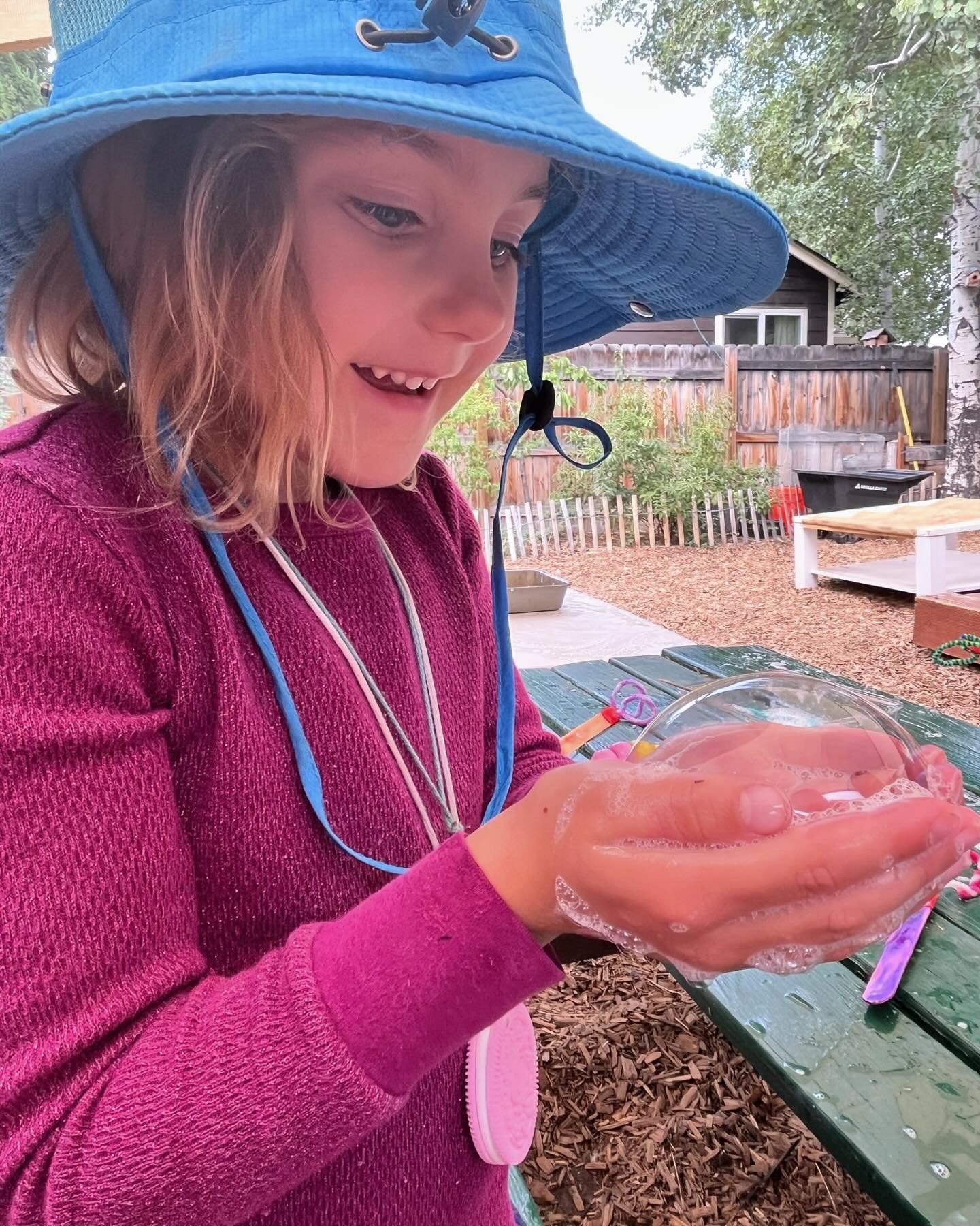 🫧 Bubbles🫧

pure &amp; simple joy.
not to mention a fun science exploration. 

The children had an amazing time mixing, blowing, catching, and popping bubbles that they blew with their own handmade bubble wands! What a wonderful way to spend a summ