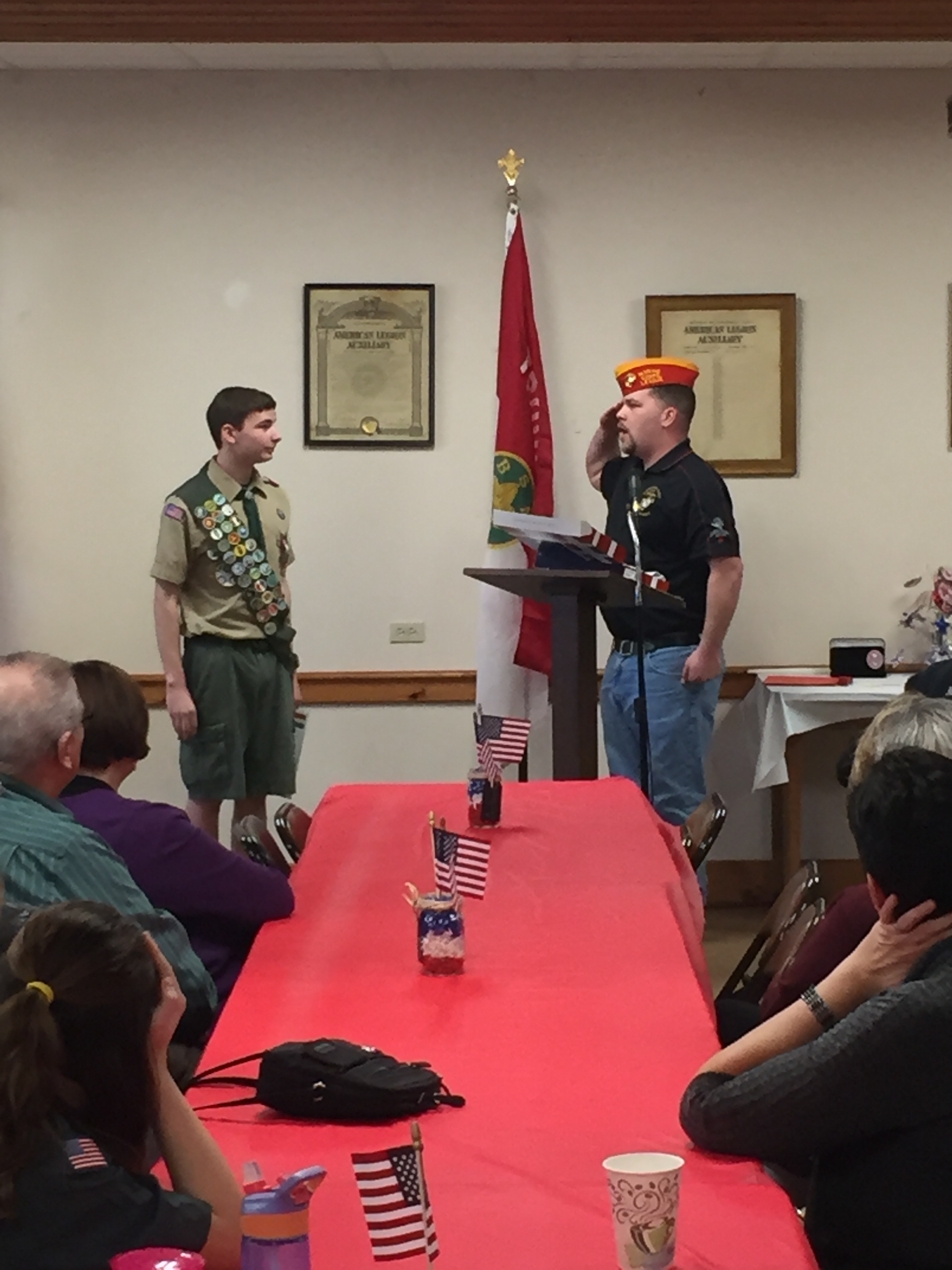  Commandant Smith paying tribute to a young man during his Eagle Scout Court of Honor. 