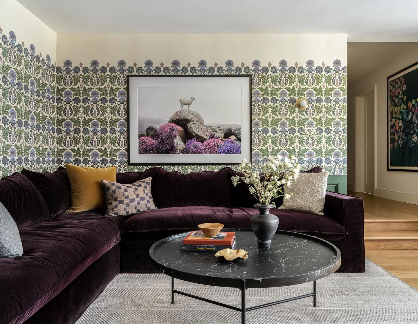 Gimme all the plum hued cozy vibes. Transformed what was obviously an afterthought of a room at the bottom level of the home into the main destination for both kids and adults alike. 

#bannerdaysf
📸 @christopherstark