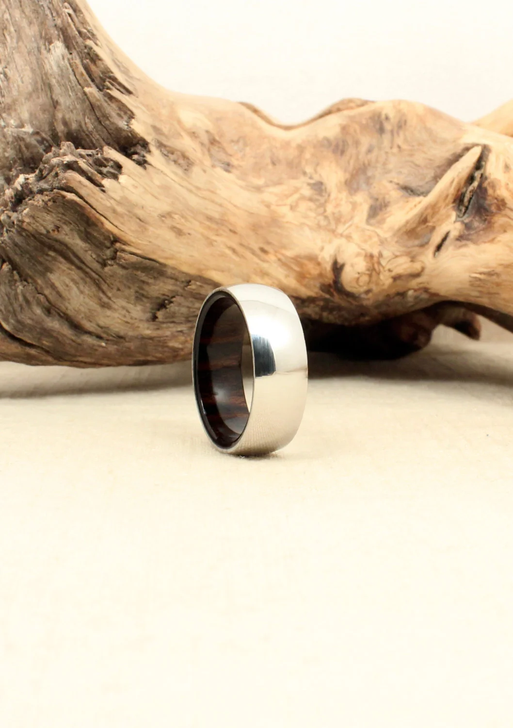 Cobalt Wooden Ring Lined with Hawaiian Kou