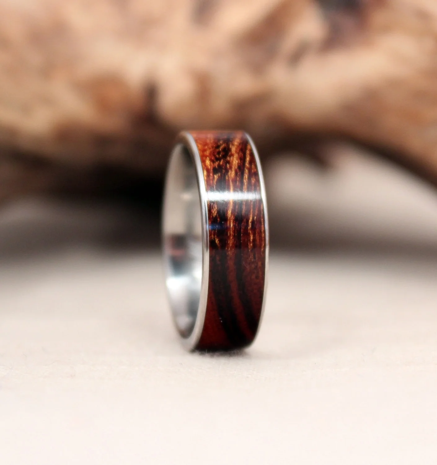 Arizona Desert Ironwood Wood Ring Lined With Titanium