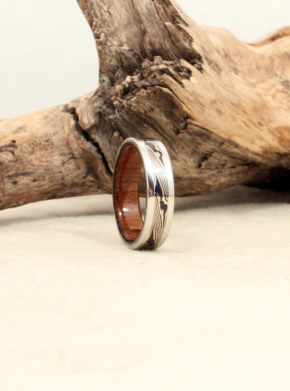 Cobalt Mokume-gane Wooden Ring — Wedgewood Rings