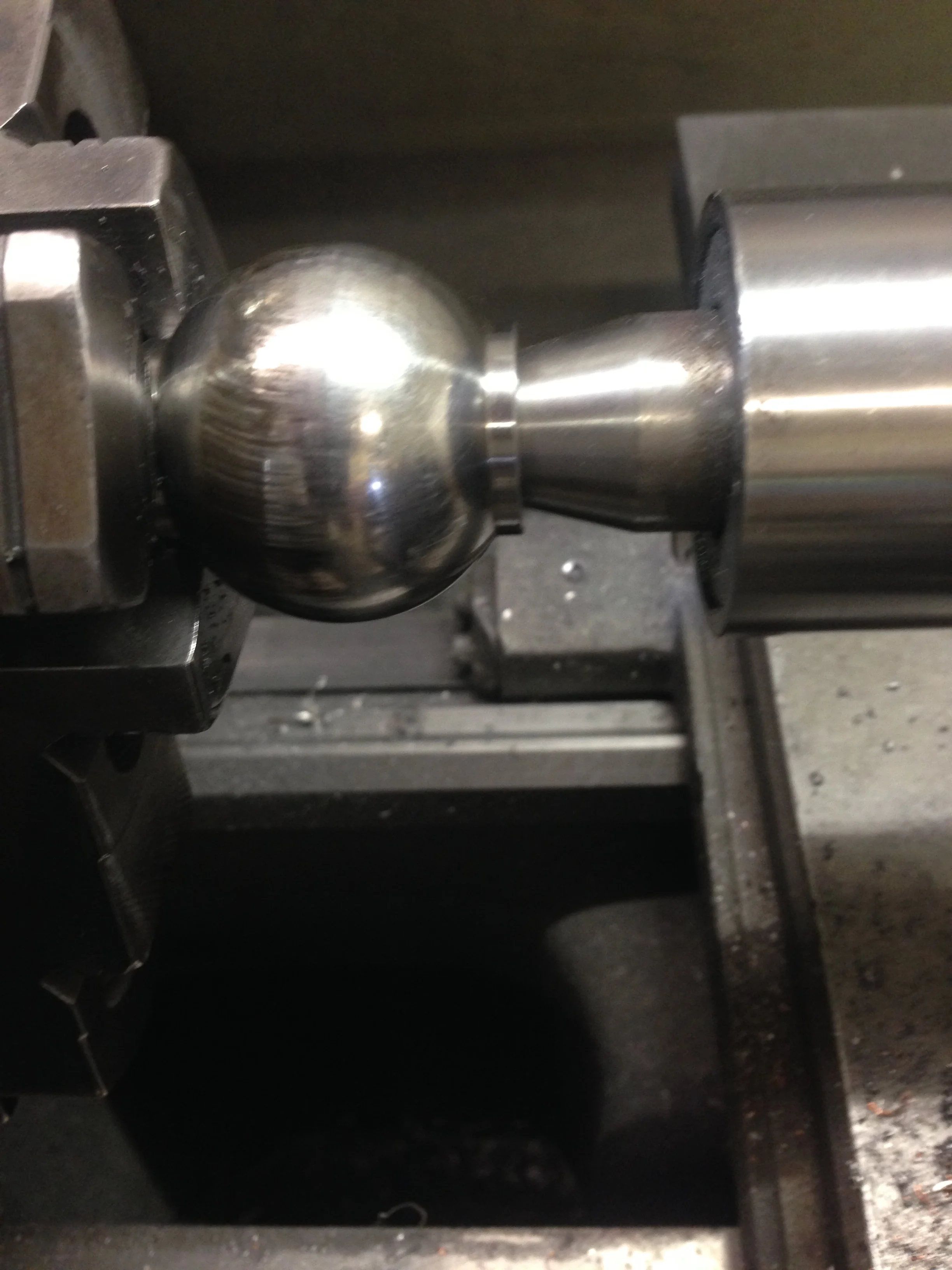 Mounted on the lathe.