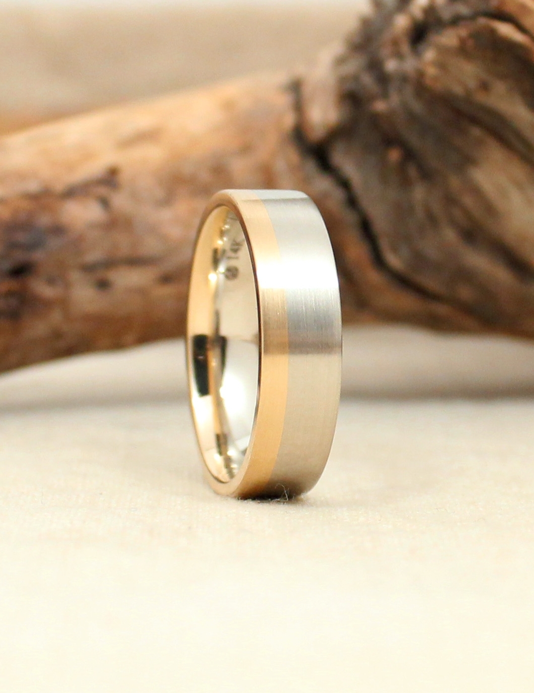 Yellow Gold and White Gold Bonded Wedding Ring - Satin Offset ...