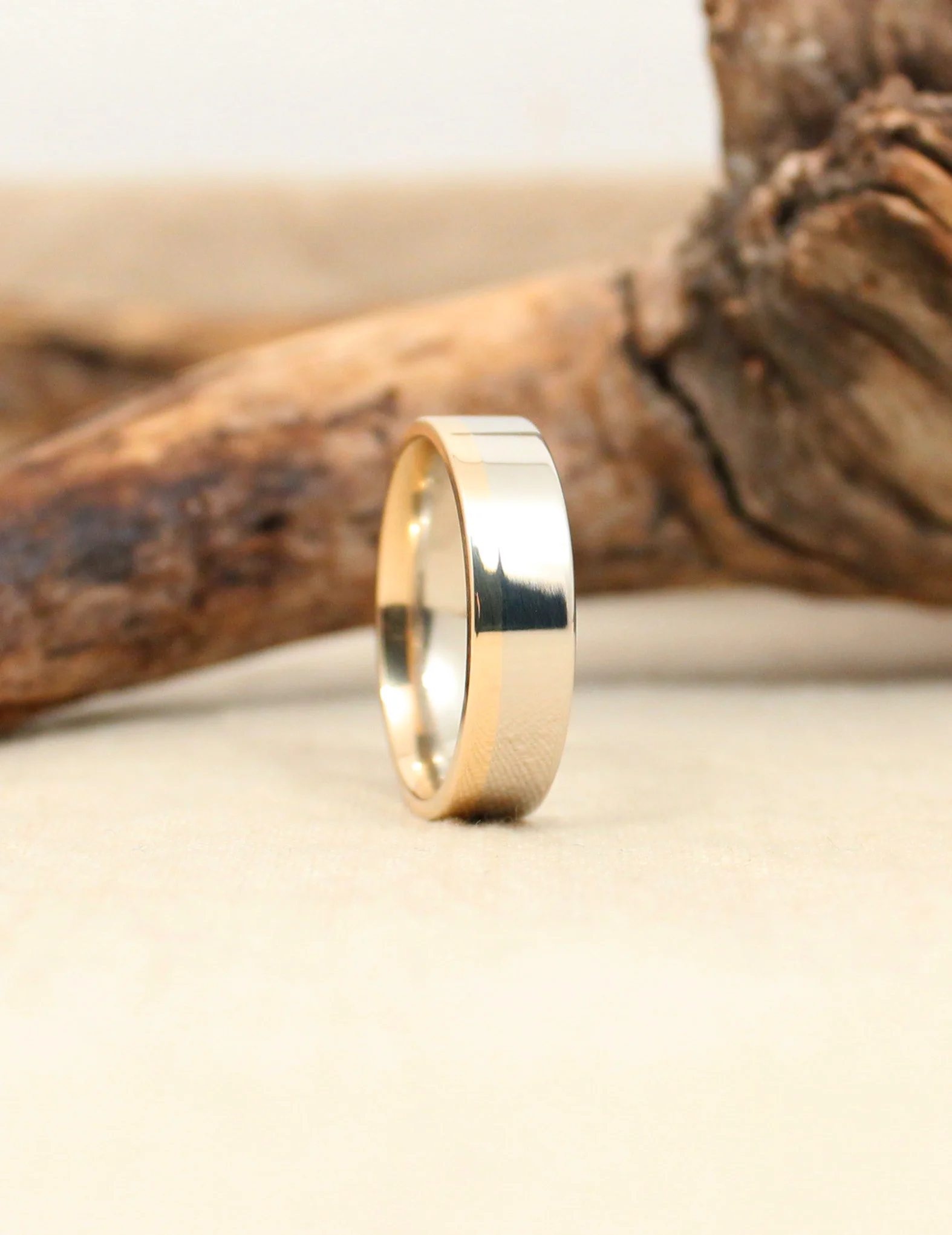 Yellow Gold and White Gold Bonded Wedding Ring Satin Offset