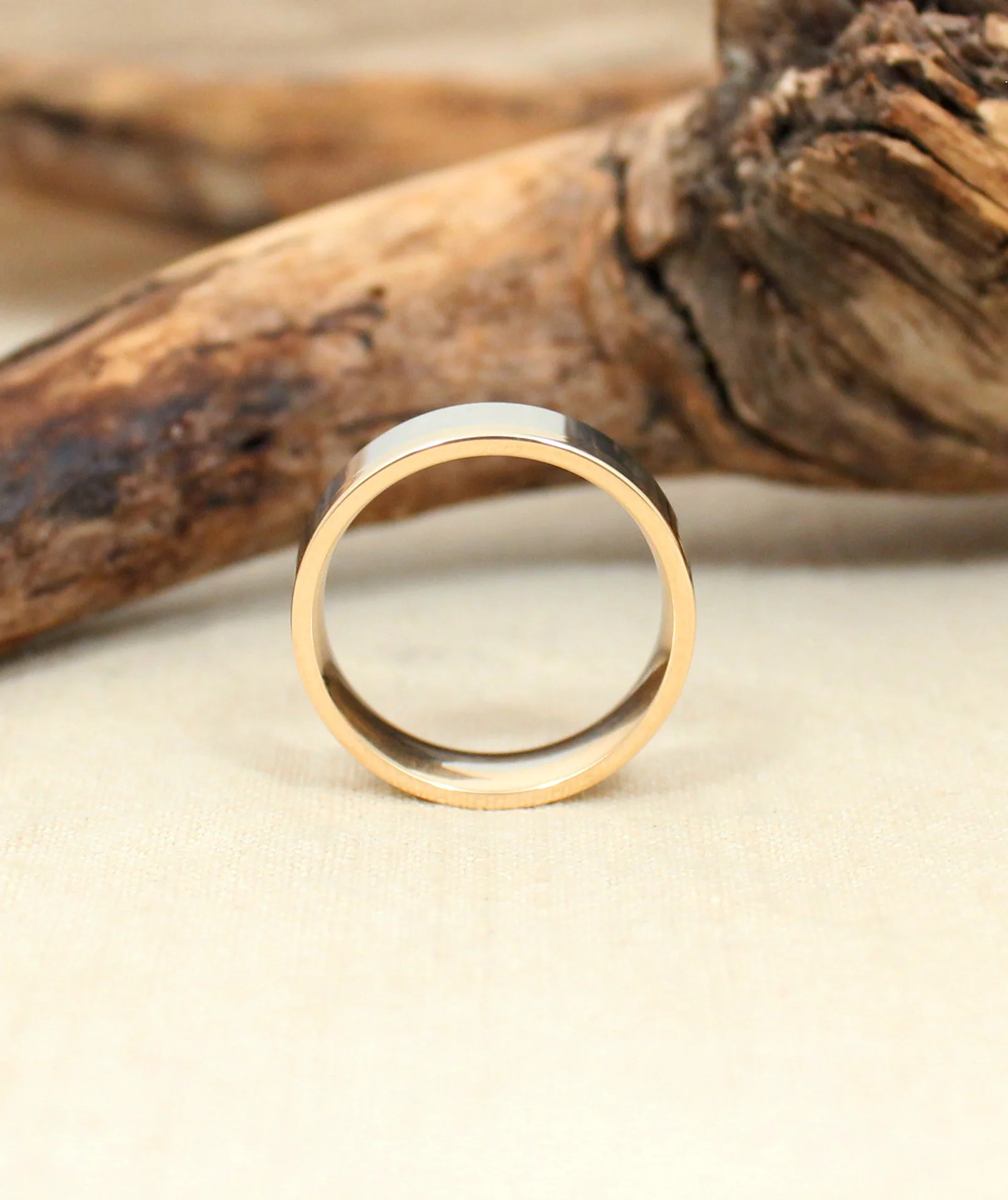 Yellow Gold and White Gold Bonded Wedding Ring Satin Offset