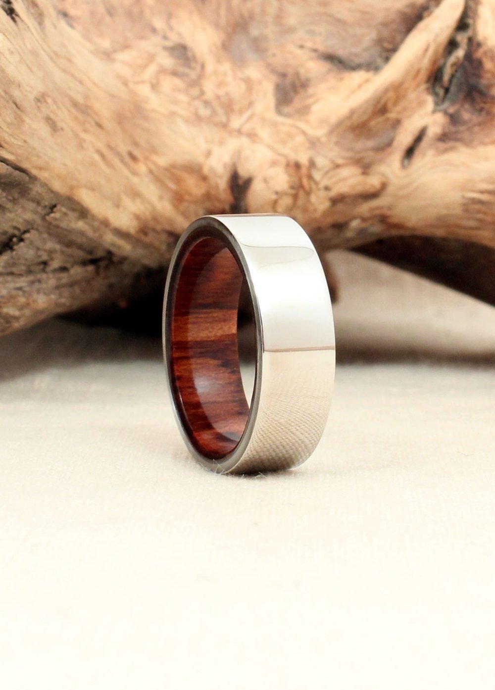 Cobalt Wooden Ring Lined with Bethlehem Olivewood — WedgeWood Rings