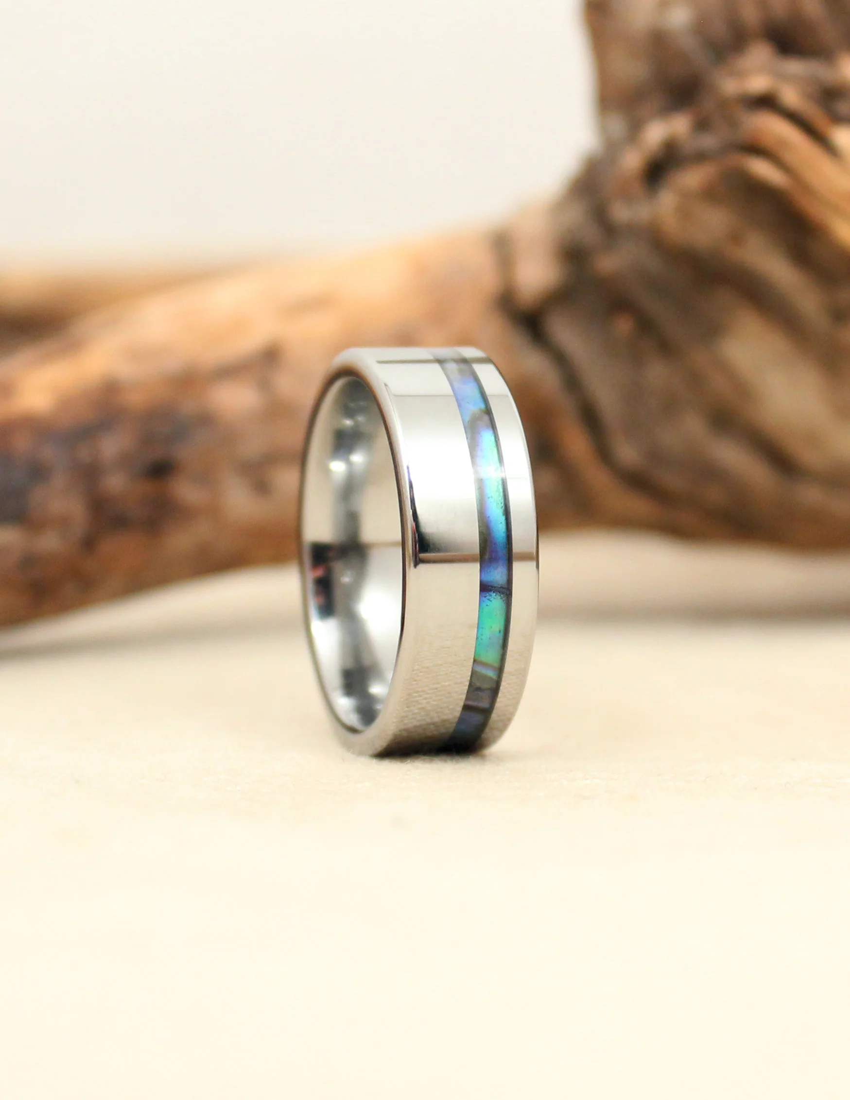 Tungsten Carbide Ring Offset Abalone — WedgeWood Rings