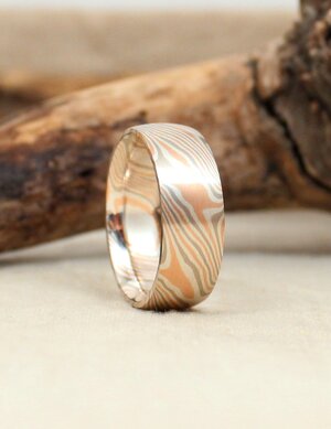 Gold and Sterling Silver Mokume Wedding Band — Rings