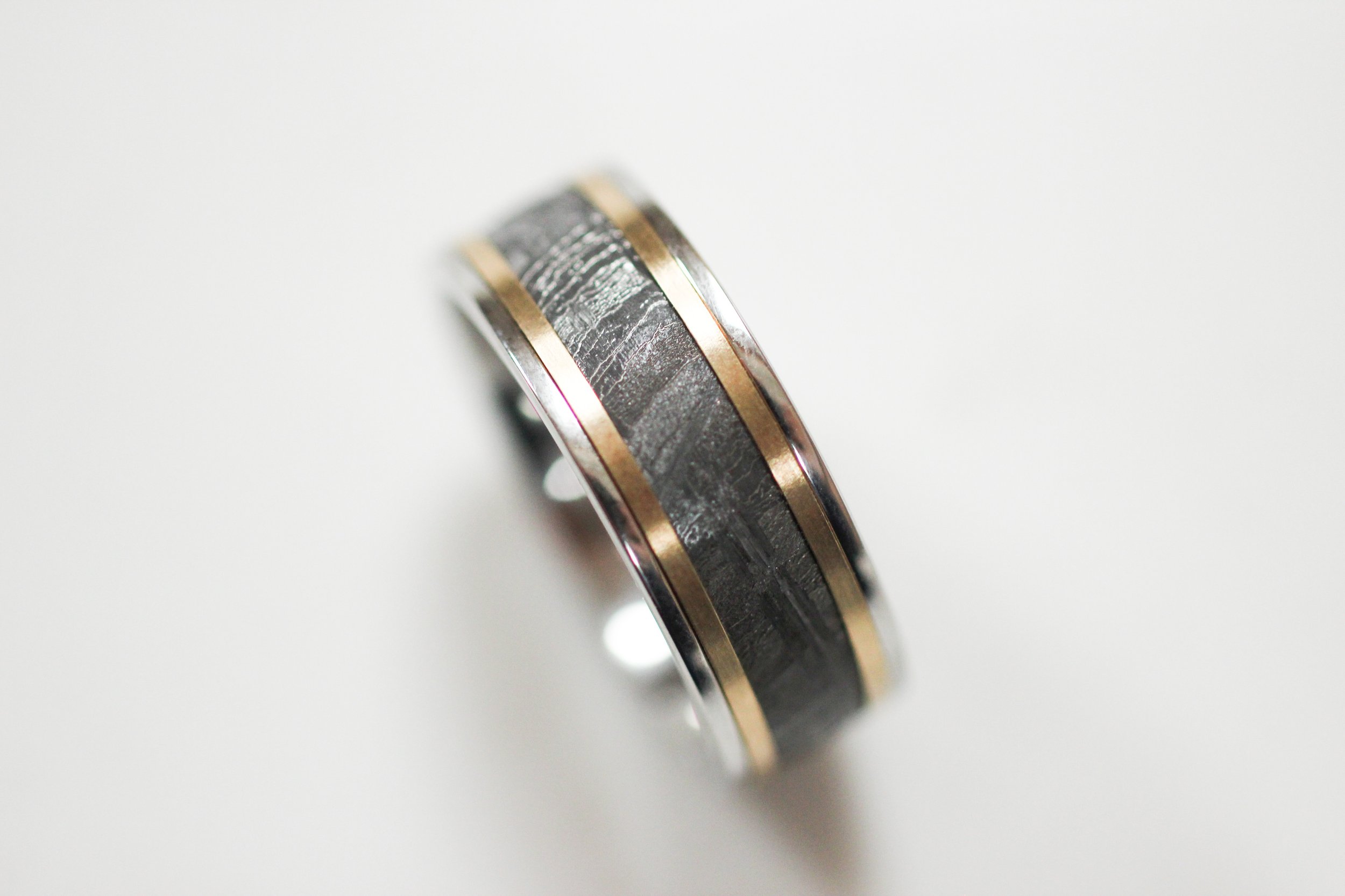 Cobalt Mokume-gane Wooden Ring — WedgeWood Rings