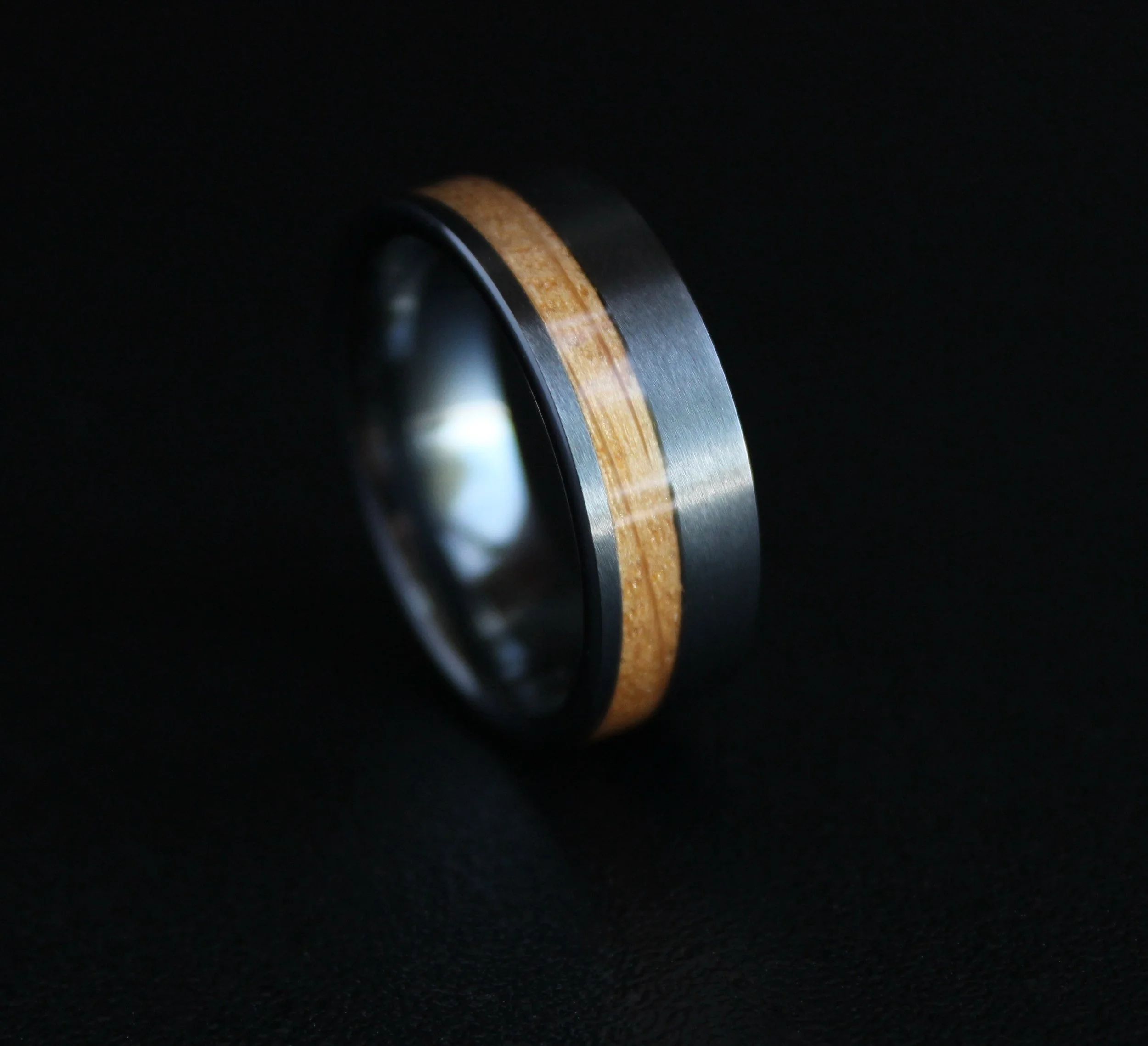Ceramic and Whiskey Barrel Offset Wooden Ring