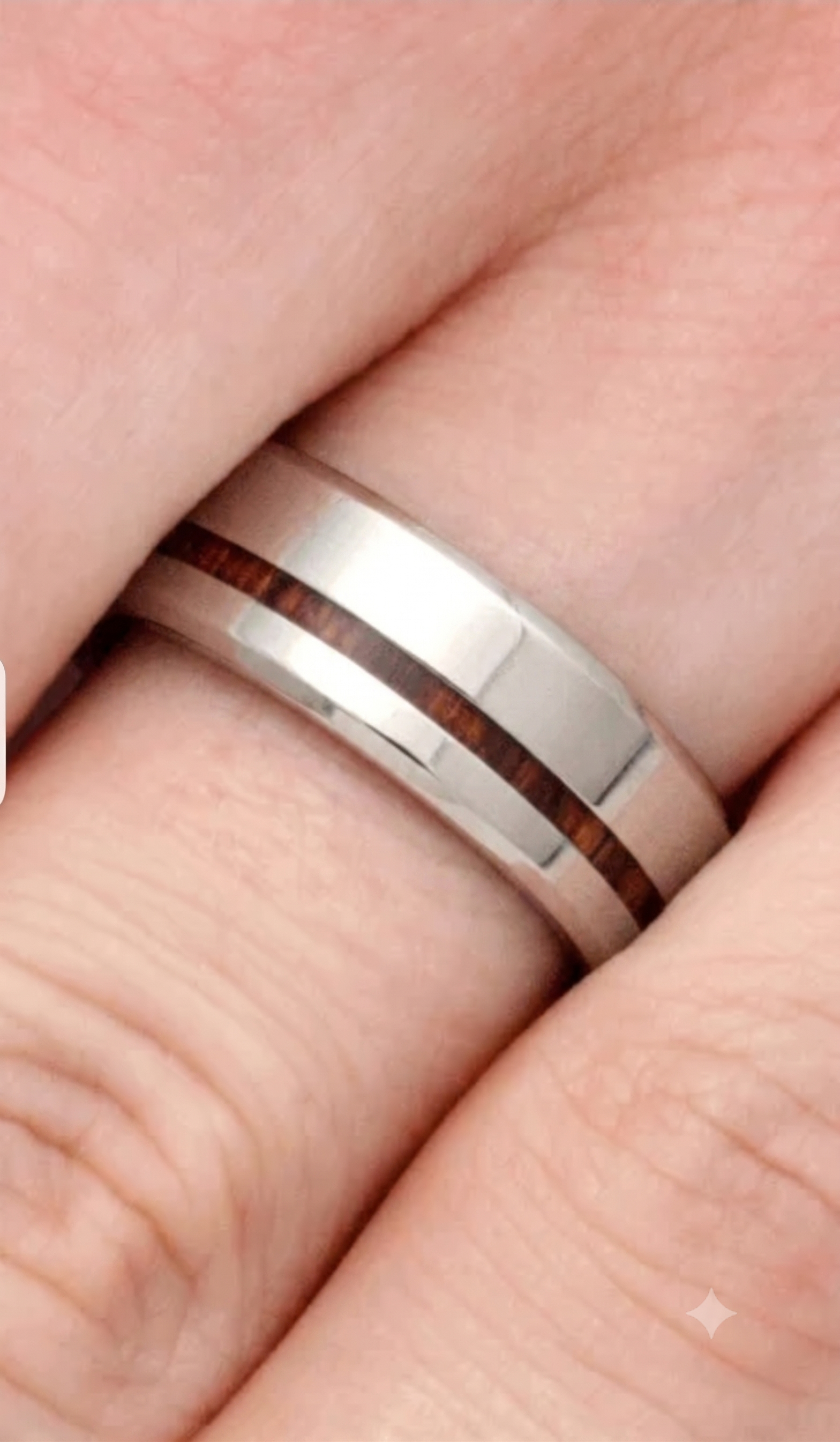 Custom Cobalt Redwood Burl Offset Channel Ring