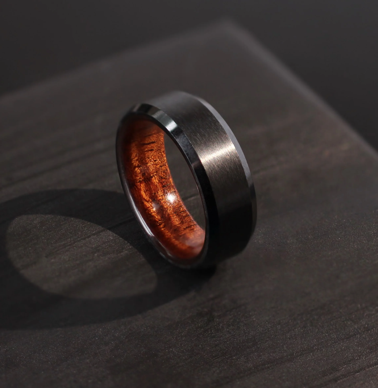 Custom Rush Black Zr and Koa Ring