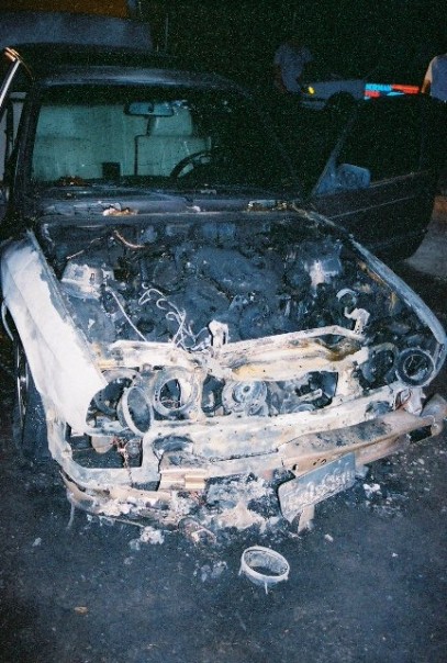Norma Jean's poor torched engine.