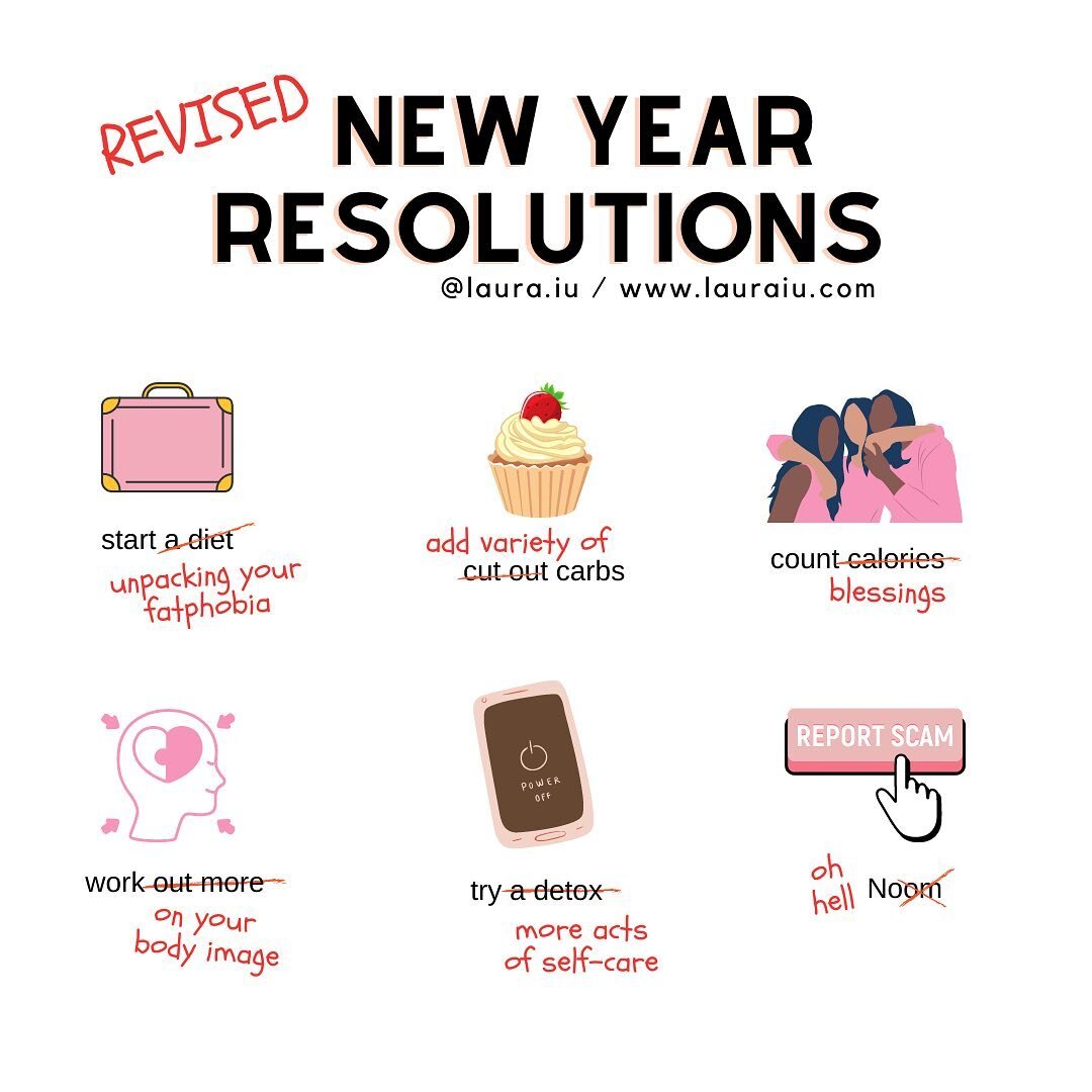 As diet culture ramps up this season, I wanted to offer another perspective on setting compassionate, non-diet resolutions/goals/intentions (however you like to call it!)
&bull;
You might be thinking that there is something about &lsquo;resolutions&r