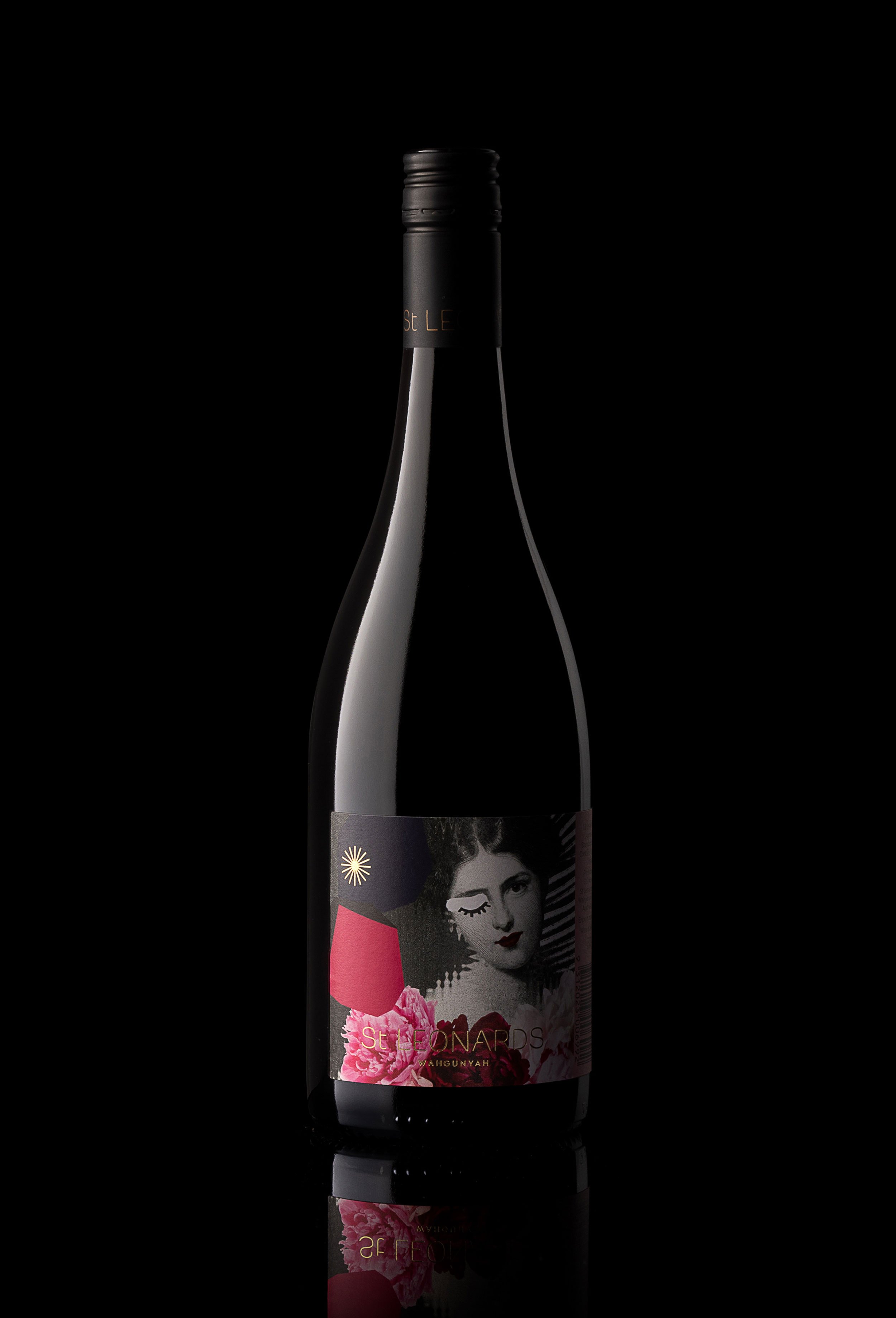 photograph taken by sarah anderson for Cloudy Co of St Leonards Vineyard wine bottle with pink label.jpg