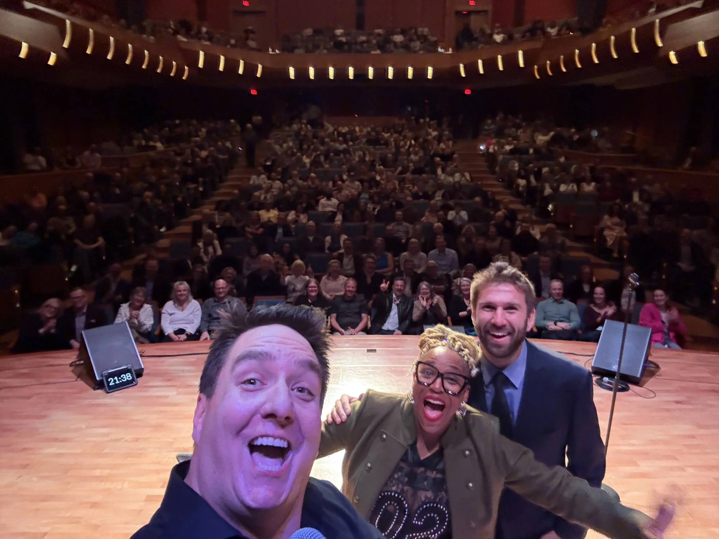 Mike Delamont, Zabrina Douglas, me - IG Comedy Tour