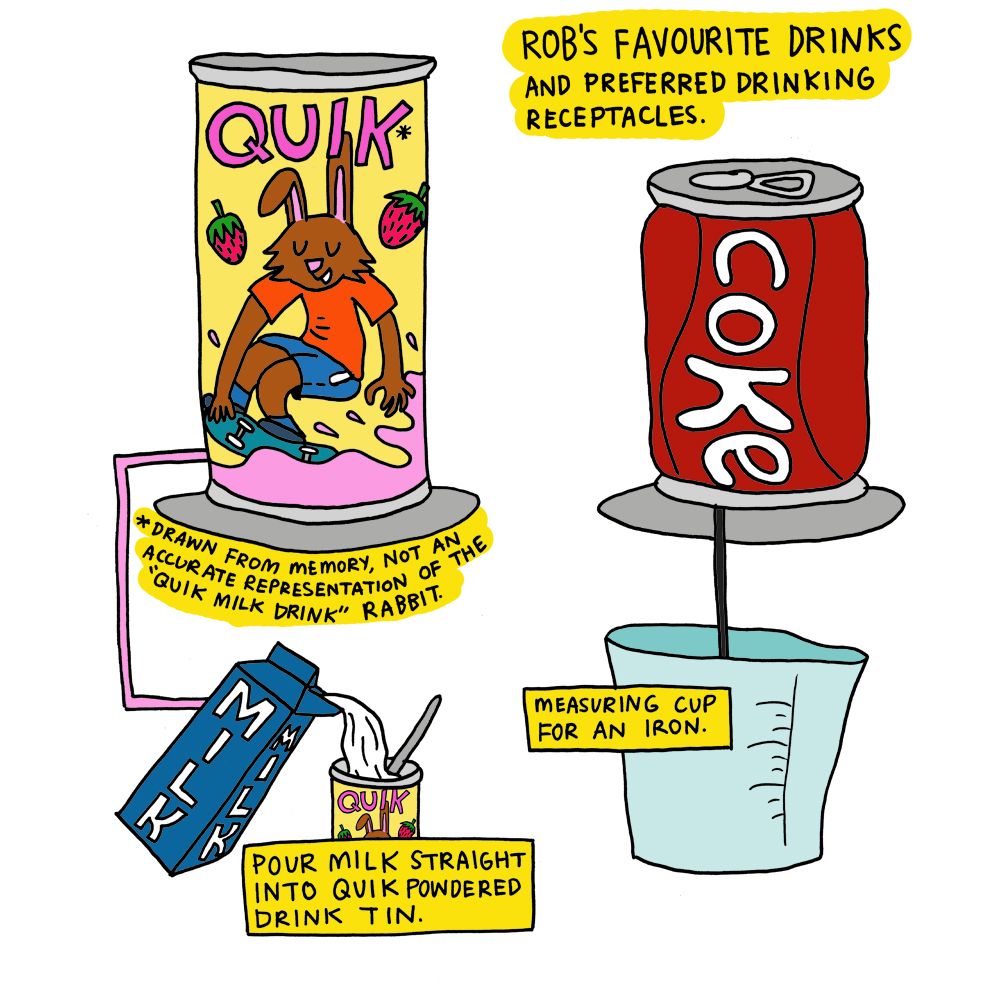 Rob would also break into the staffroom at his school and pour liquids into the mostly full coffee containers. 