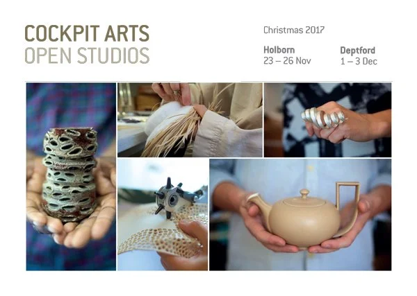 Cockpit Arts Christmas Open Studios Holborn 23rd-26th November 2017 Education Space , Cockpit Arts, Cockpit Yard, Northington St, London WC1N 2NP Thursday 6-9pm,Friday, Saturday & Sunday 11-6pm http://cockpitarts.com/shop-cockpit/open-studios/