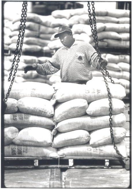  1991 Dock Worker Loading Flour for Export Shipment 