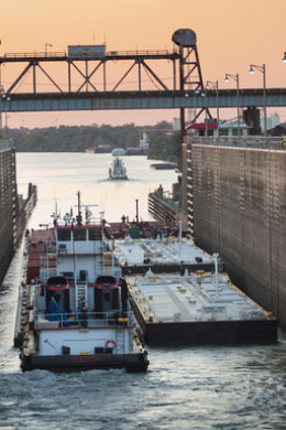  Barge passing through Port Allen locks 