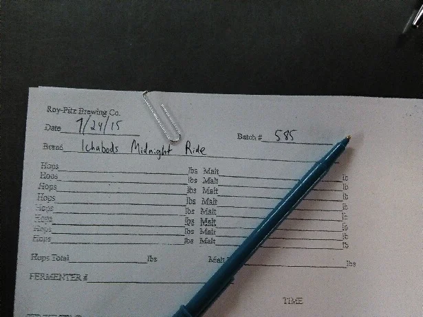 Brew Chart for Ichabod's Midnight Ride
