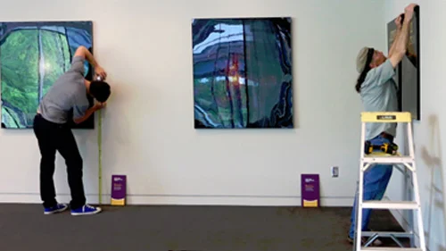 INSTALLATION The scale of our installation varies anywhere from hanging a single piece in an individual's office, to installing several hundred within a few days' time. We have a team of experienced installation professionals who can assist clients in determining placement.