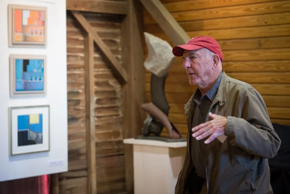 Val Lewton talks about the layers he creates in each piece, sometimes combining two separate places/images together to make a fictional landscape.