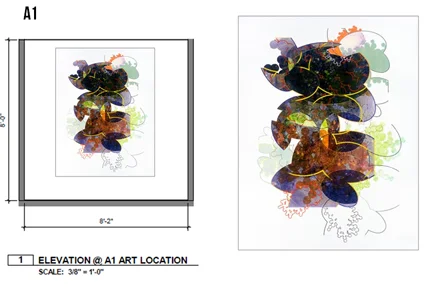 A large scale print on canvas proposed for the main lobby and elevator core area.