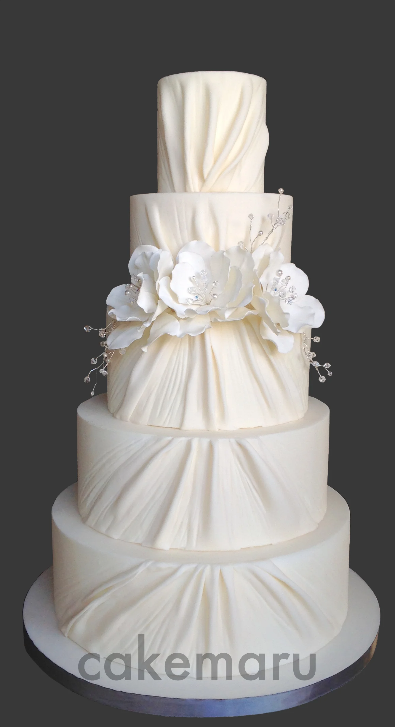 White Crystal Ruching Cake.jpg