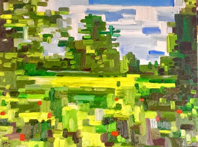 Abstract Park, oil on canvas, by Joel VanPatten