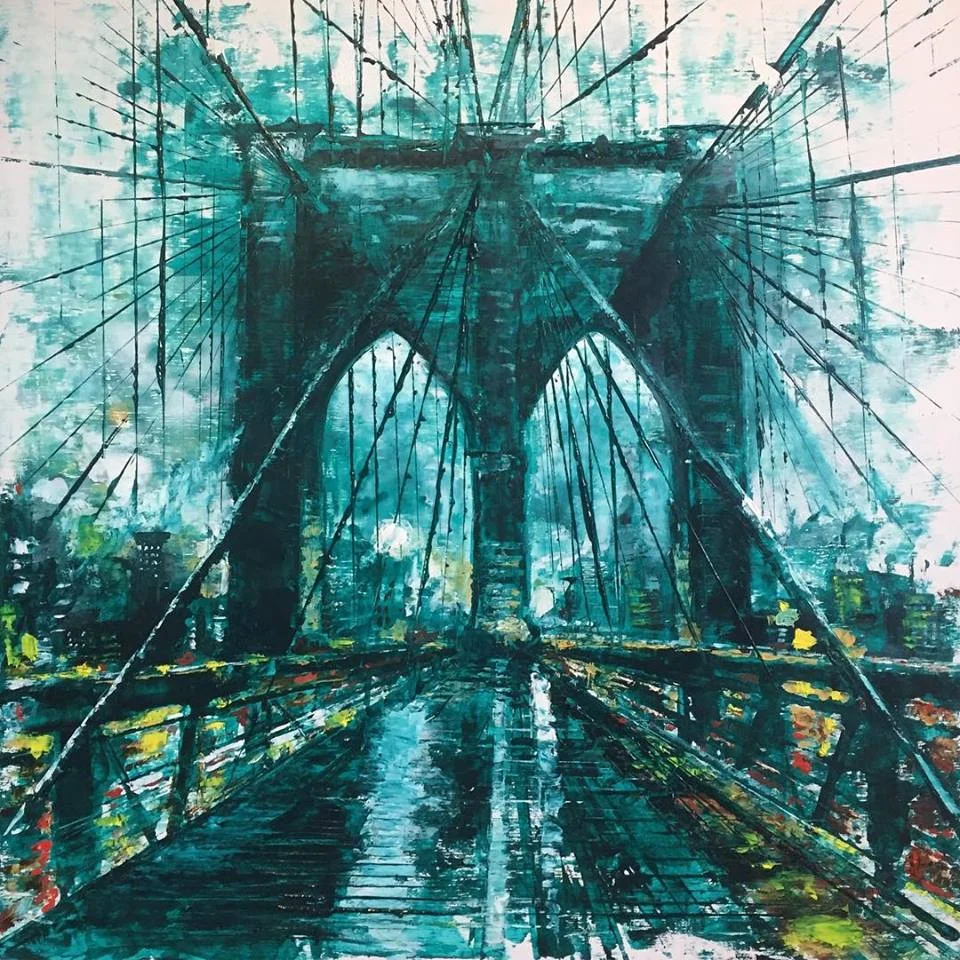 "Brooklyn Bridge" (2018) 24" x 24" Oil on Panel