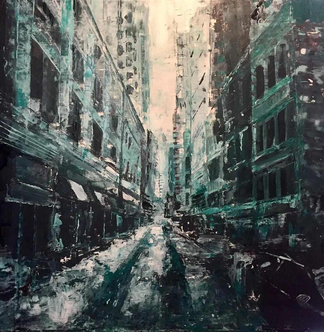 "Blue City" (2018) 24" x 24" Oil on Panel