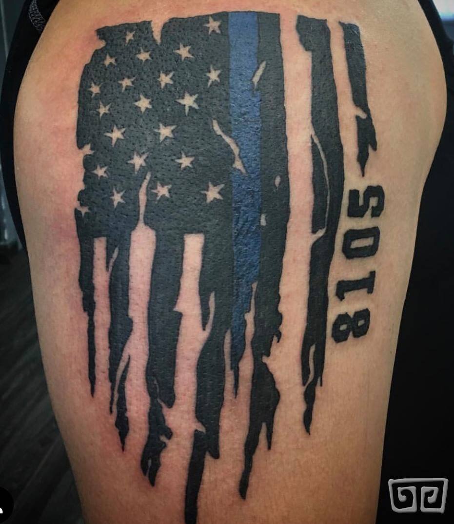 22 Black And White Flag Tattoo