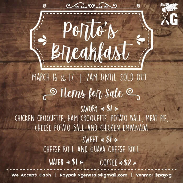 Porto's Breakfast: March 16-17, 2019