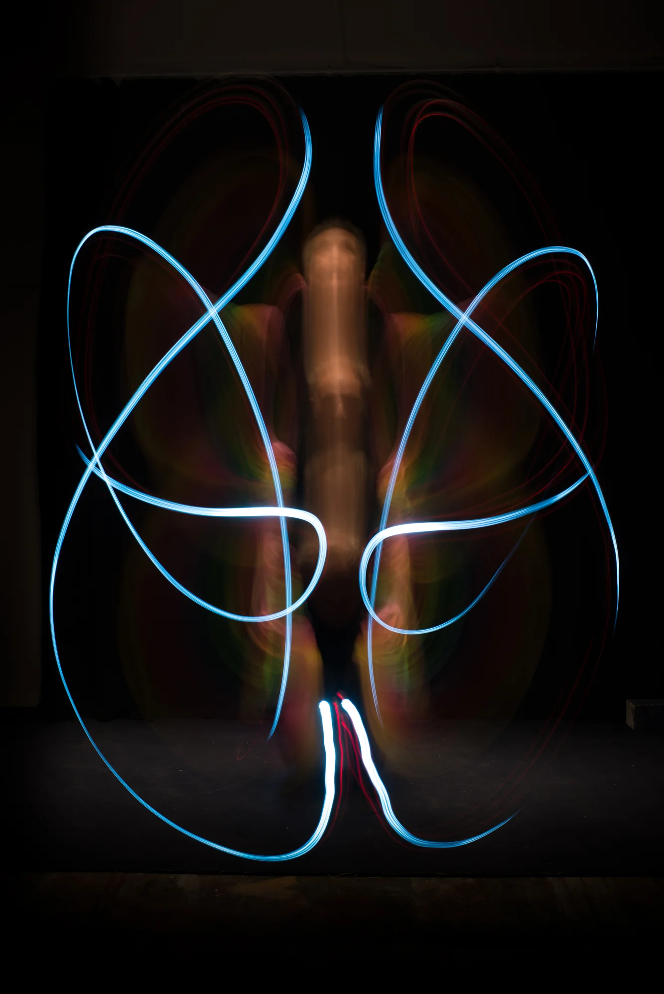 Light painting in the artist loft