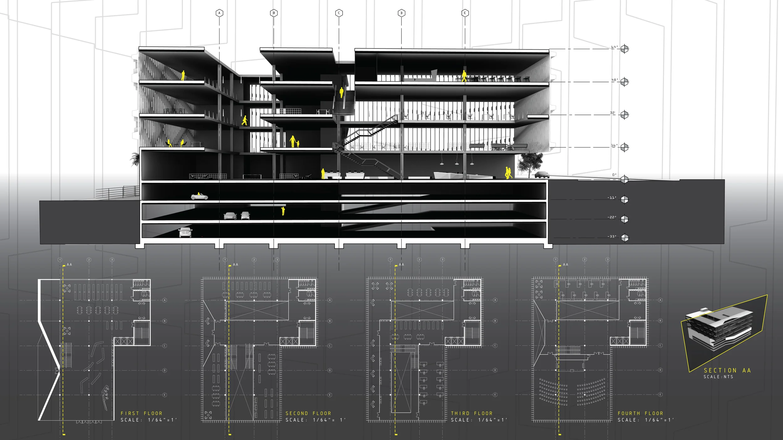 3D SECTION AND FLOORPLANS