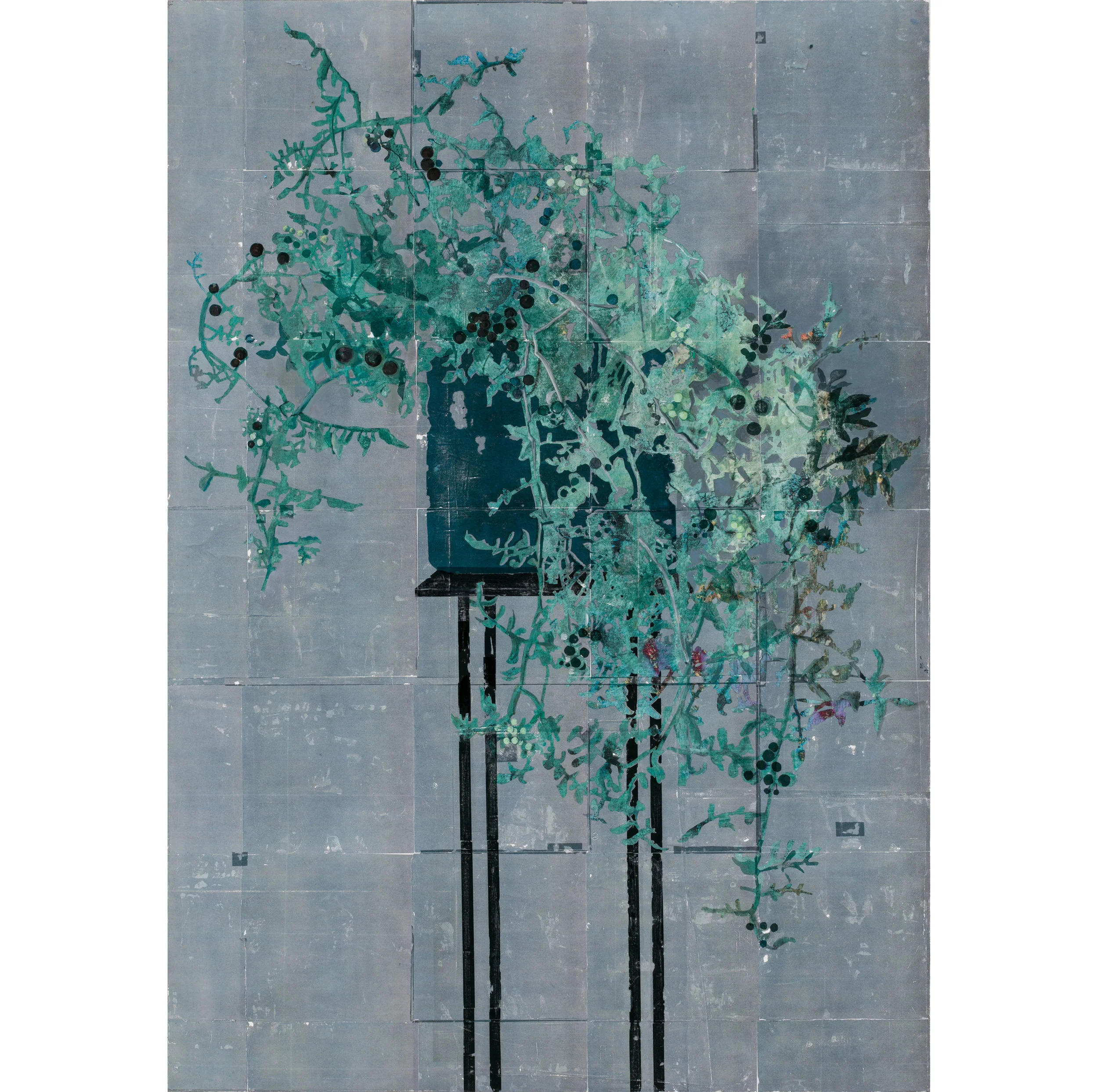 Still Life #6, mixed media on panel, 36" x52", 2018