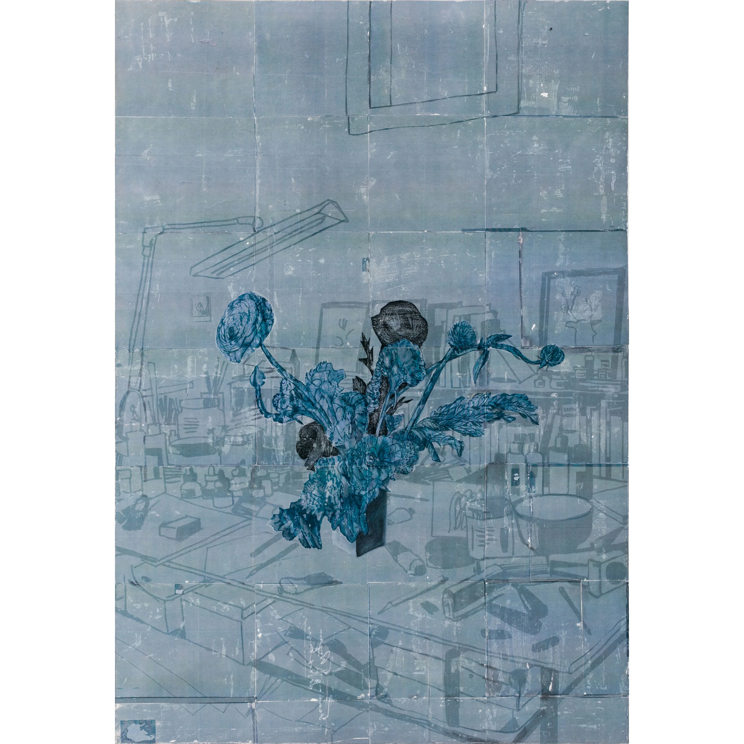 Still Life #7, mixed media on panel, 36" x52", 2018