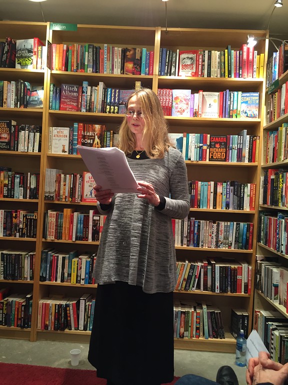 Sara Hendey reads at the English Bookshop in Stockholm