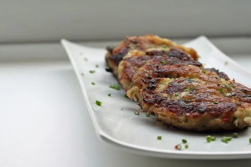 Parsnip Cakes with Spring Garlic & Chile
