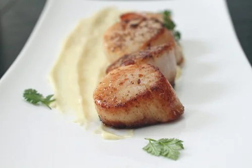 Scallops with Spiced–Brown Butter Cassava Purée
