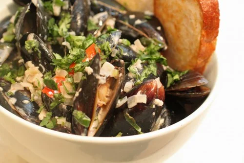 Spicy Mussels with a Kokum-Coconut Broth