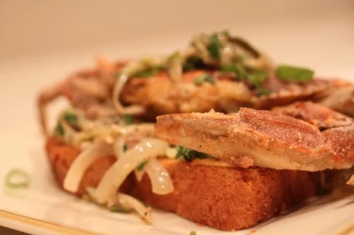Open-Faced Soft-Shell Crab Sandwich