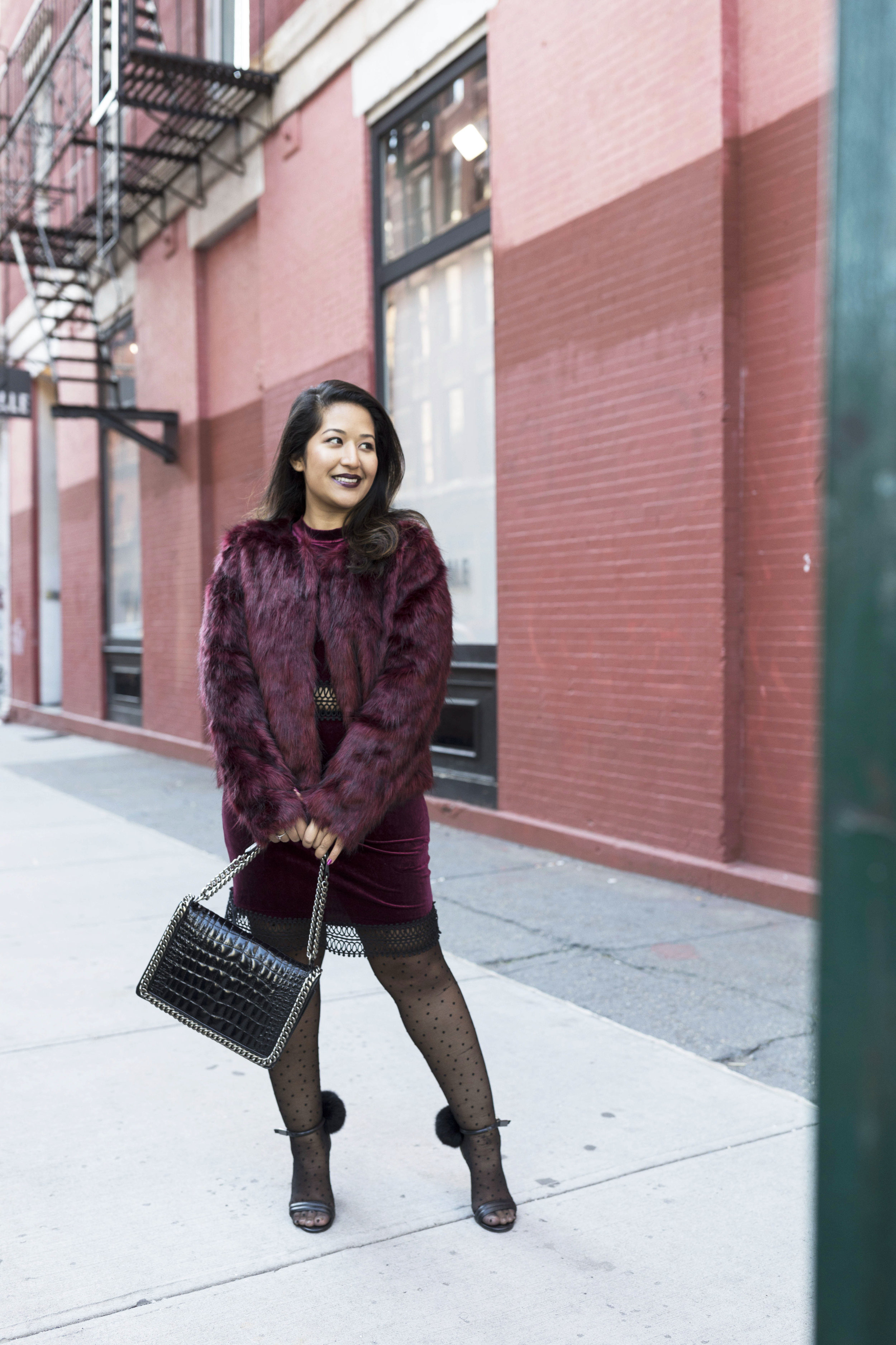 Krity S x Holiday Outfit x Century 21 Burgundy Velvet Dress and Faux Fur2.jpg