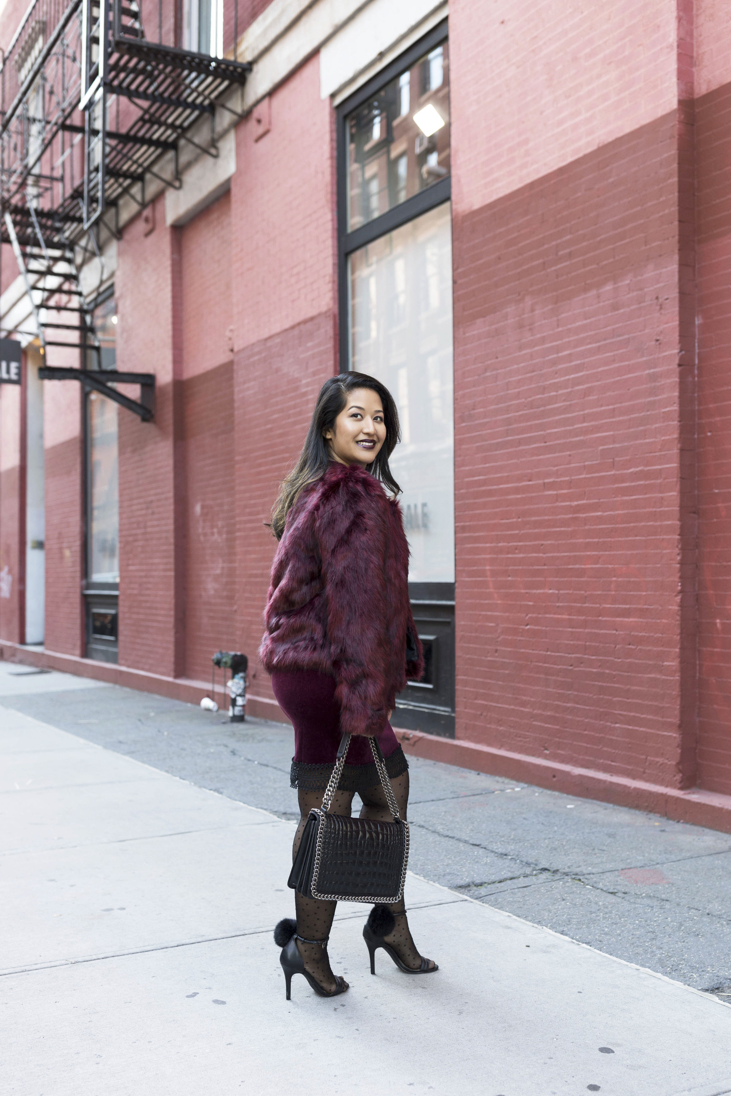 Krity S x Holiday Outfit x Century 21 Burgundy Velvet Dress and Faux Fur4.jpg