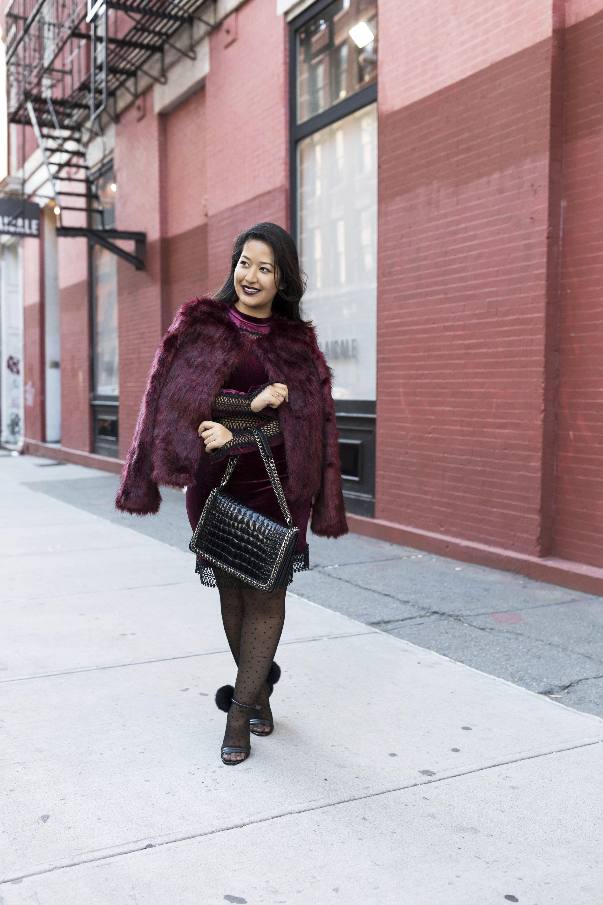 Krity S x Holiday Outfit x Century 21 Burgundy Velvet Dress and Faux Fur6.jpg