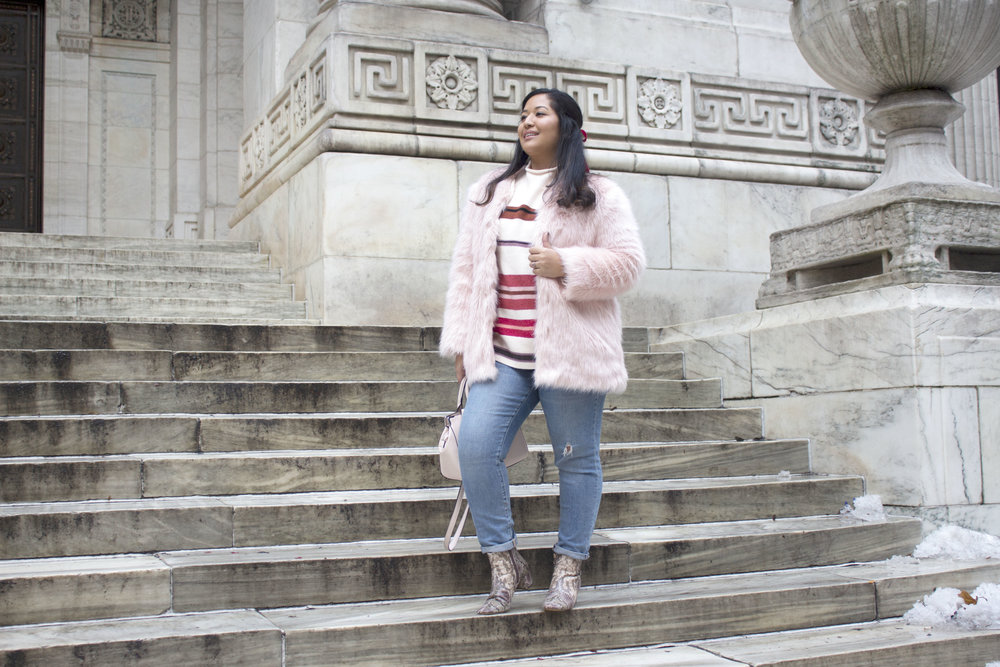Krity S x Loft Stripe Sweater x Pink Faux Fur x Winter Outfit6.jpg