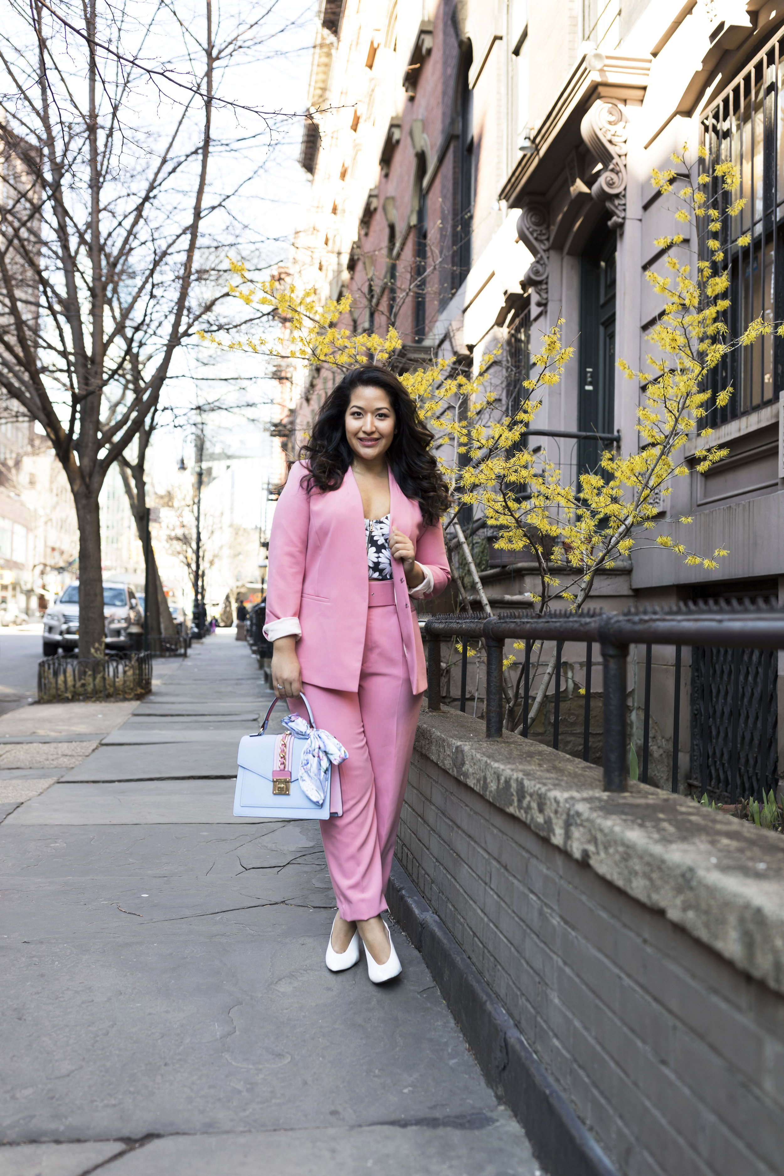 Pant Suit Spring Outfit Trend- Pink Blazer and Pink Pants